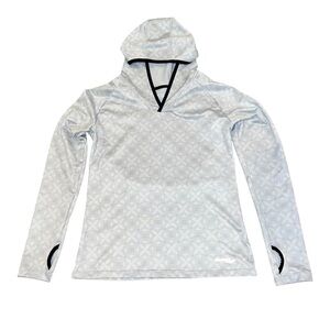 Saucony Women’s Long Sleeve Hooded Gray Geo Athleisure Activewear Sz M Running